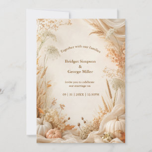 Soft Meadow Autumn minimal cottagecore Wedding Invitation