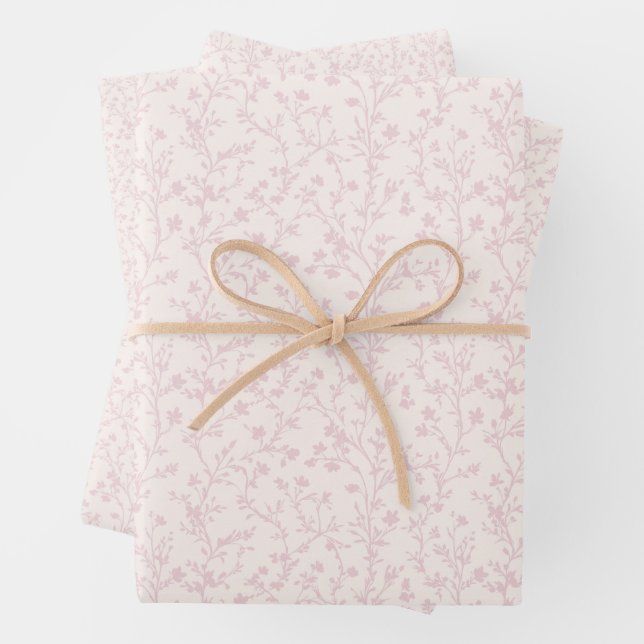Soft Meadow Blush Pink - Neutral Wrapping Paper Sheet (In situ)