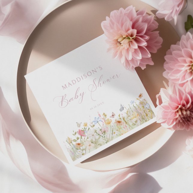 Soft Meadow Blush Script Baby Shower Napkin (Creator Uploaded)