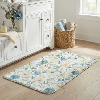 Soft Meadow Daisy Watercolor Bath Mat