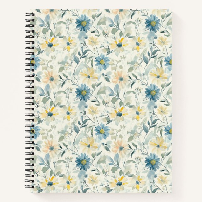 Soft Meadow Daisy Watercolor Notebook (Front)