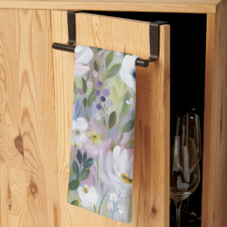 Soft Meadow Floral Watercolor Tea Towel