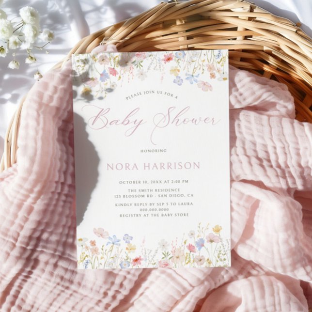 Soft Meadow Pink Script Baby Shower Invitation (Creator Uploaded)