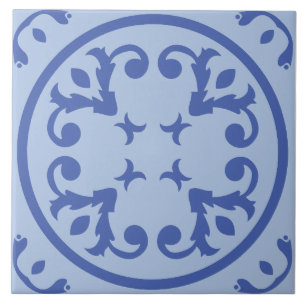 Soft Medallion Scroll Ceramic Tile