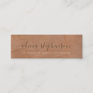 Soft Medium Brown Faux Leather Minimalist Mini Business Card