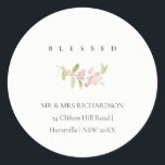 SOFT MINIMAL BLUSH ROSE PINK BLESSED ADDRESS CLASSIC ROUND STICKER<br><div class="desc">UNIQUE,  MODERN,  CONTEMPORARY,  TRENDY,  MINIMAL,  BOLD,  BRIGHT,  FUN,  CHEERFUL  range of products and coordinated collections. 
Hope you enjoy...  

For any further customisation or any other matching items,  please feel free to contact me at yellowfebstudio@gmail.com</div>