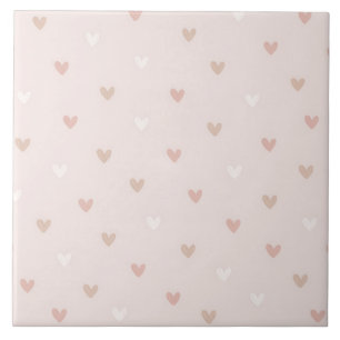 Soft Minimal Heart Pattern Ceramic Tile