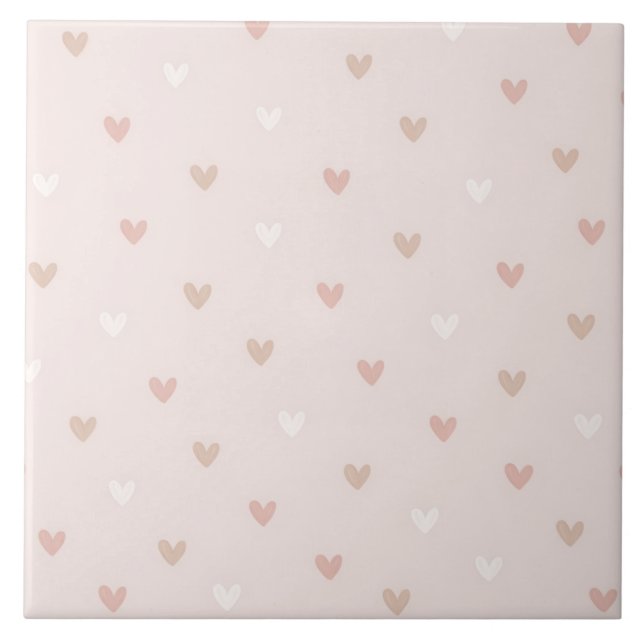 Soft Minimal Heart Pattern Ceramic Tile (Front)