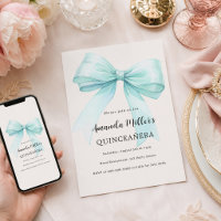 Soft mint green bow cream elegant Quinceanera