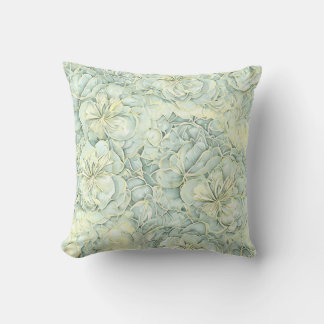 Soft Mint Green Floral Throw Pillow