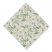 Soft Mint Green Garden Flower Pattern Bandana (Front)