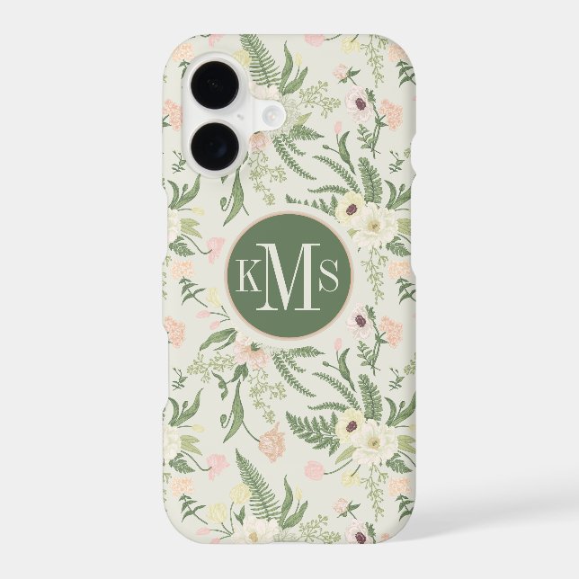 Soft Mint Green Garden Flower Pattern iPhone Case (Back)