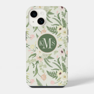 Soft Mint Green Garden Flower Pattern iPhone 14 Case