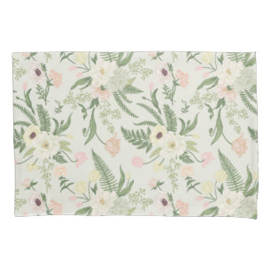 Soft Mint Green Garden Flower Pattern Pillowcase