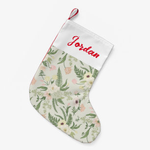 Soft Mint Green Garden Flower Pattern Small Christmas Stocking