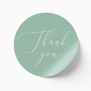 Soft Mint Green Wedding   Calligraphy Thank You Classic Round Sticker