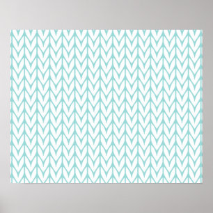 Soft Mint Yarn Chevrons Knit Pattern Customisable Poster