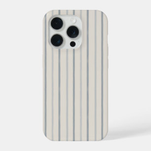 Soft Mist Blue Painterly Ticking Stripe Pattern iPhone 15 Pro Case
