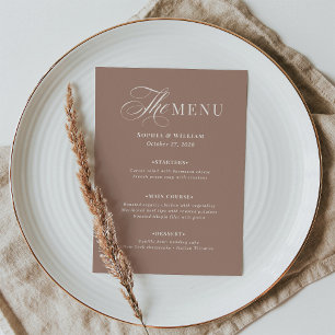 Soft Mocha Taupe   Elegant Neutral Wedding Menu