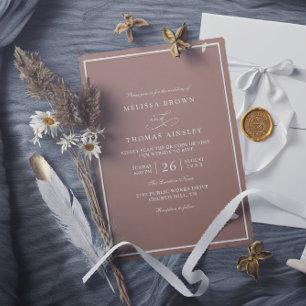 Soft Mocha Taupe Luxe Neutral QR Code Wedding Invitation