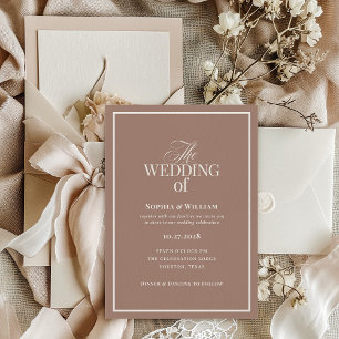 Soft Mocha Taupe   Luxe Neutral Wedding Invitation