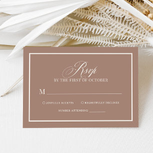 Soft Mocha Taupe   Luxe Neutral Wedding RSVP Card