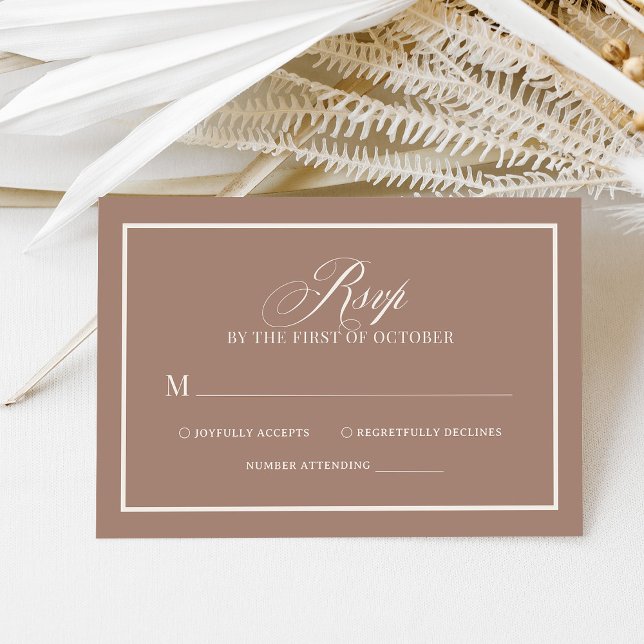 Soft Mocha Taupe | Luxe Neutral Wedding RSVP Card (Creator Uploaded)