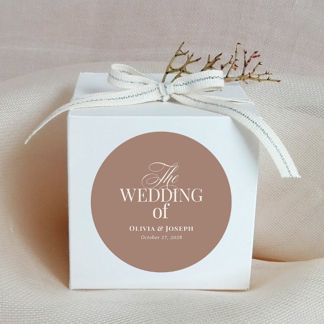 Soft Mocha Taupe | Neutral Luxe Wedding Classic Round Sticker (Creator Uploaded)