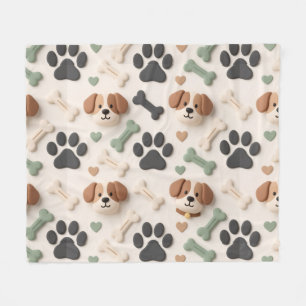 Soft Modern Farmhouse Paw Print Fleece Pet Blanket