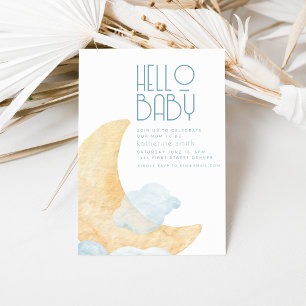 Soft Moon and Clouds Baby Shower Invitation