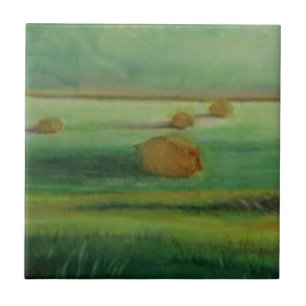 Soft Morning Light Hay in Field Ceramic Tile