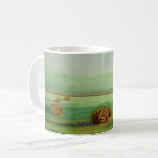 Soft Morning Light Hay in Field Coffee Mug (Front Left)