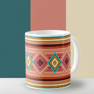 Soft Multi-Colour Diamond & Stripe Coffee Mug