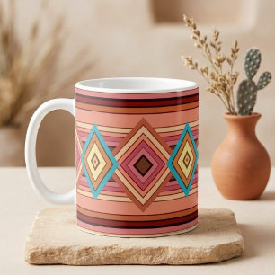 Soft Multi-Colour Diamond & Stripe Coffee Mug