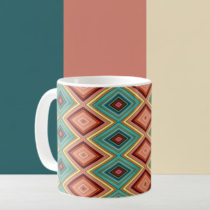 Soft Multi-Coloured Diamond & Stripes Coffee Mug