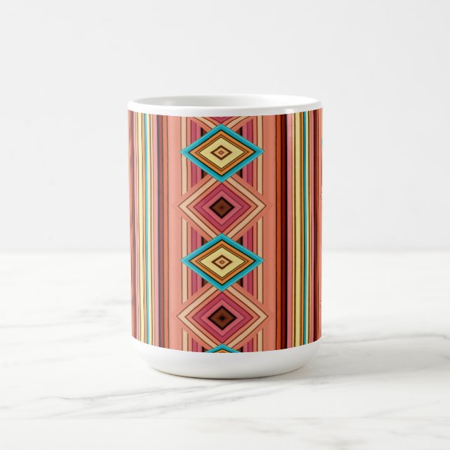 Soft Multi-Coloured Diamond & Stripes Speciality M Coffee Mug (Center)