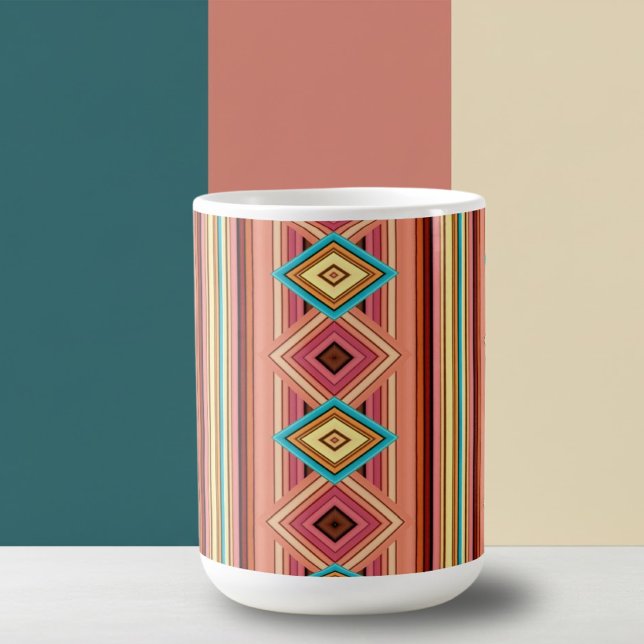 Soft Multi-Coloured Diamond & Stripes Speciality M Coffee Mug (Creator Uploaded)