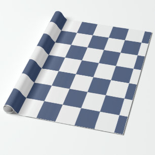 Soft Muted Blue White Chequered – Calm Elegant Wrapping Paper