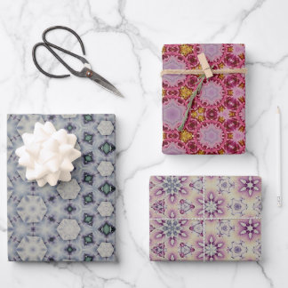 Soft Muted Colored Geometric Patterned Wrapping Paper Sheet