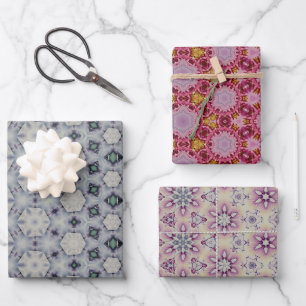 Soft Muted Coloured Geometric Patterned Wrapping Paper Sheet