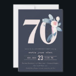 SOFT NAVY BLUSH BLUE FLORAL 70TH ANY AGE BIRTHDAY INVITATION<br><div class="desc">If you need any further customisation or any other matching items,  please feel free to contact me at yellowfebstudio@gmail.com</div>