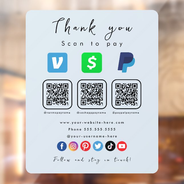 Soft Navy Multi QR Code Paypal Venmo Cash App (Sheet 2)