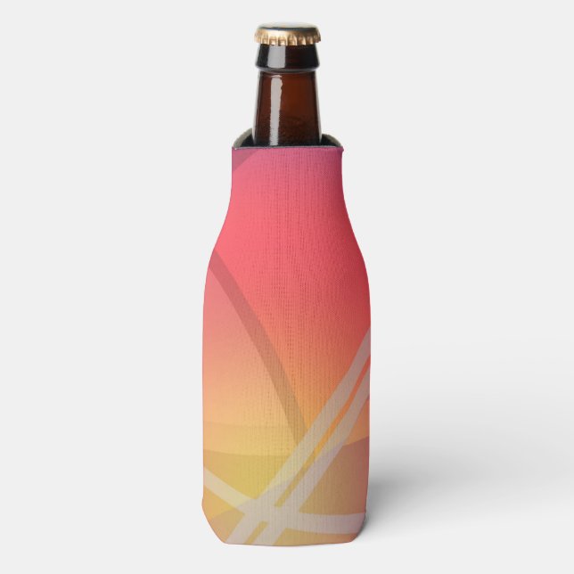 Soft Neon Layered Abstract Design  Bottle Cooler (Bottle Front)