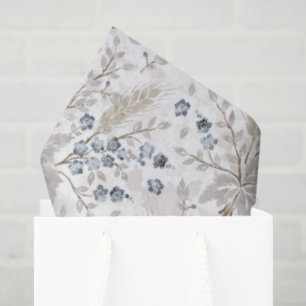 Soft Neutral Boho Floral Botanical Spring Pattern Tissue Paper