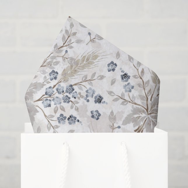 Soft Neutral Boho Floral Botanical Spring Pattern Tissue Paper (Gift Bag)