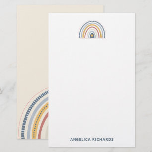 Soft Neutral Boho Rainbow Heart Stationery
