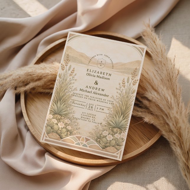 Soft Neutral Desert Florals Wedding Invitation (Creator Uploaded)