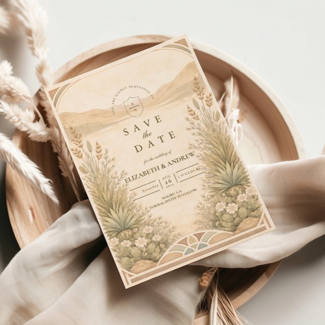 Soft Neutral Desert Florals Wedding Save The Date (Creator Uploaded)