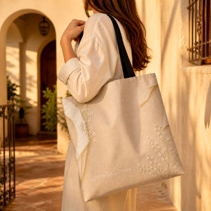 Soft Neutral Floral Paper Texture with Ivory Tote Bag