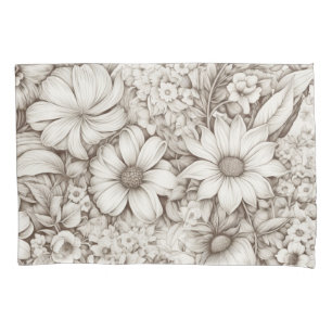 Soft Neutral Floral with Classic Botanical Pillowcase
